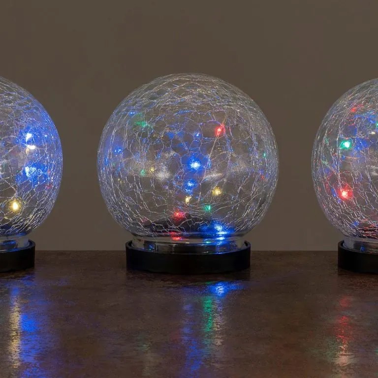 Solárne osvetlenie sklenená guľa 10 LED, viacfarebná, 11 cm