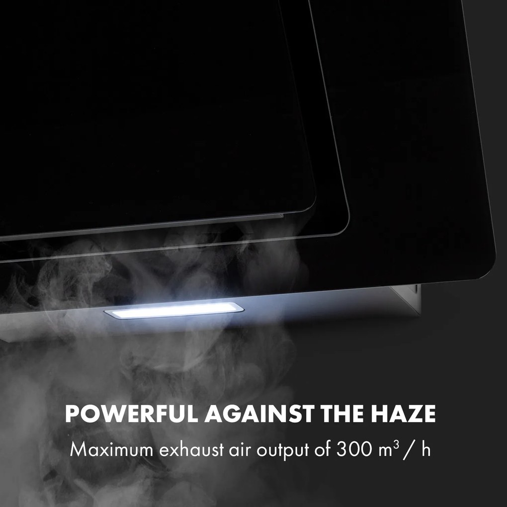 Klarstein Sofia 60, digestor, 60 cm, nástenný, 300 m³/h, dotykové ovládanie, sklenená predná strana, čierny