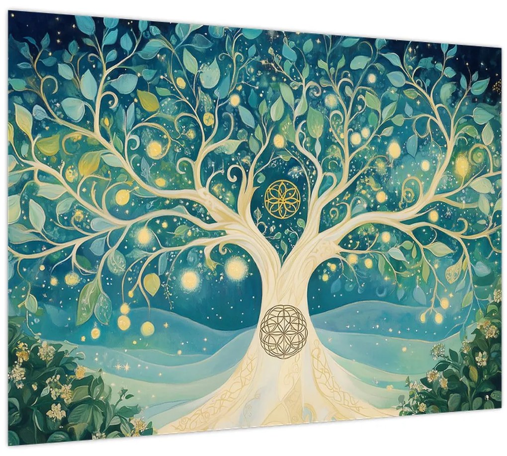 Obraz – Magický strom so špirálami (70x50 cm)