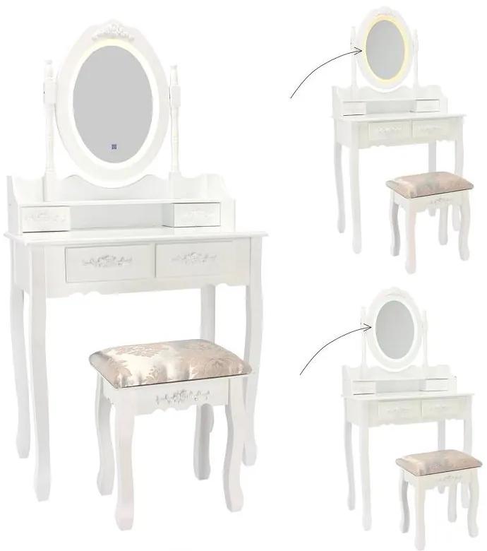 Bestent Toaletný stolík s LED zrkadlom Primadona White