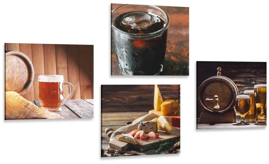 Set obrazov nápoje s chutným občerstvením Varianta: 4x 60x60