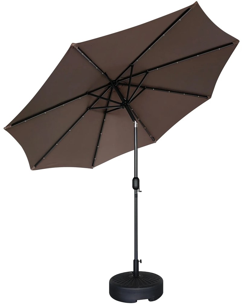 Zahradní slunečník Houseland Luna s LED osvětlením 270 cm tmavě hnědý