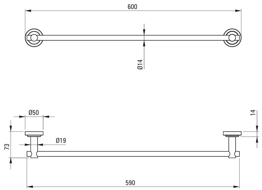 Deante Temisto, 1-radový vešiak na uterák 60cm, chrómová, DEA-ADT_0621