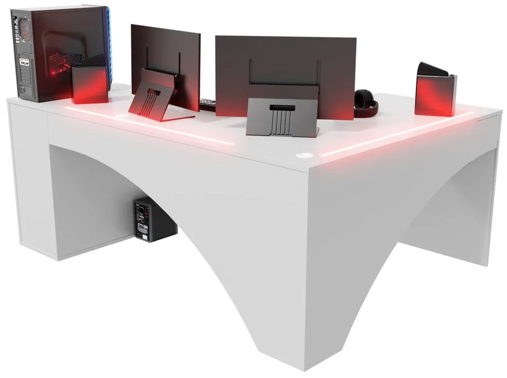 Rohový pc stôl Carbon (biela) (L) (s RGB LED osvetlením). Akcia -20%. Vlastná spoľahlivá doprava až k Vám domov. 1054961