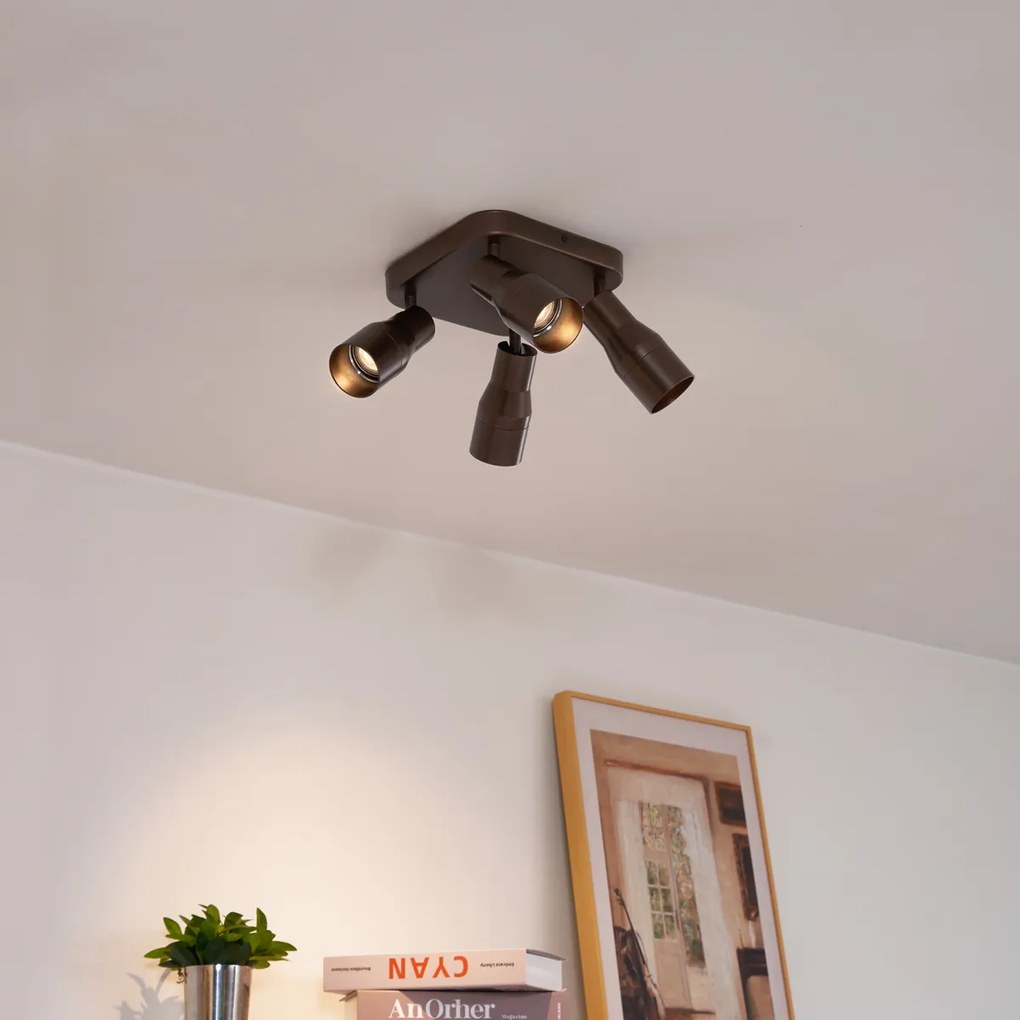Štvorbodové stropné bodové svietidlo GU10 50 mm štvorcové tmavo bronzové - Stanley