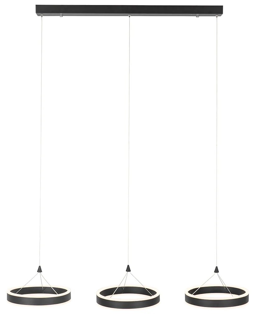 Závesné svietidlo čierne obdĺžnikové vrátane LED 3-stupňové stmievateľné 3-svetlo - Lyani