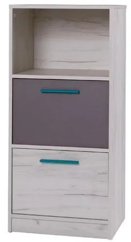 Regál Rosario R12 (dub craft biely + sivá). Akcia -15%. Vlastná spoľahlivá doprava až k Vám domov. 1123966
