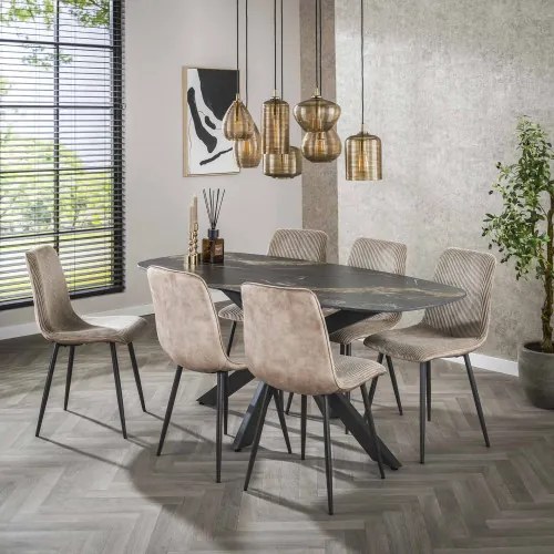 Jedálenský stôl 45-60 180x90cm Ceramik Fossil Black - Komfort-nábytok