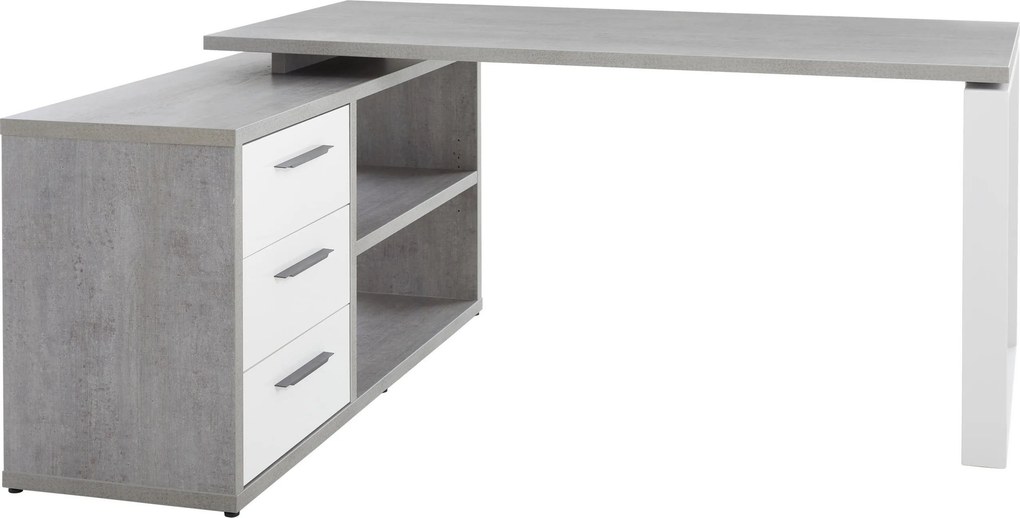 XXXLutz ROHOVÝ PÍSACÍ STÔL, sivá, biela s vysokým leskom, 140/170/75 cm Carryhome - Kancelárske stoly - 002593006319