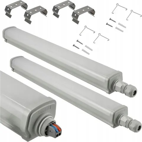 2x Stropné LED svietidlo do garáže 15W 60cm 1800lm hermetické 4000K