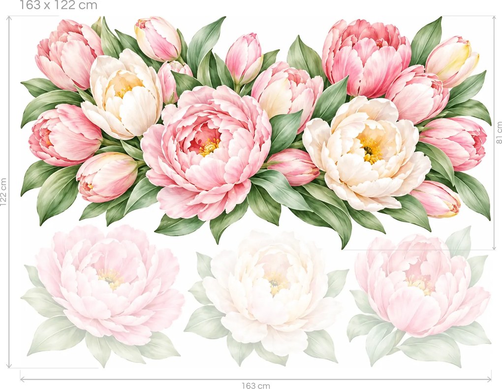 Pivoňky a tulipány arch 46 x 34 cm