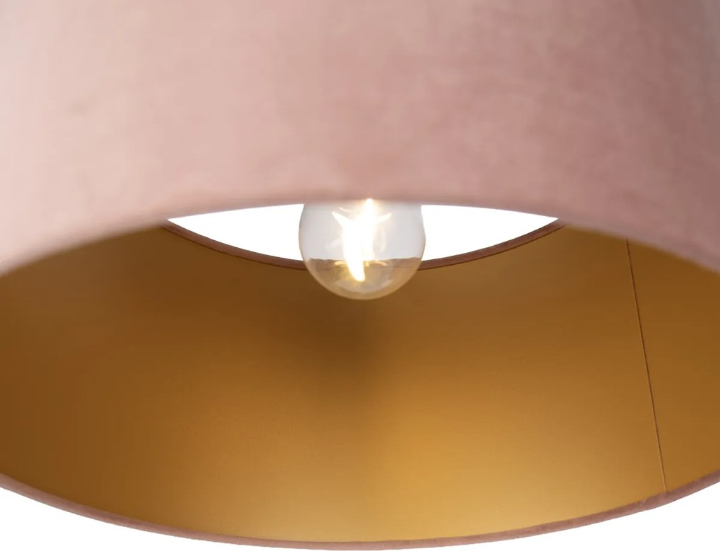 Závesná lampa čierna s ružovým tienidlom a zlatým interiérom 35cm 3-Lights - Cava