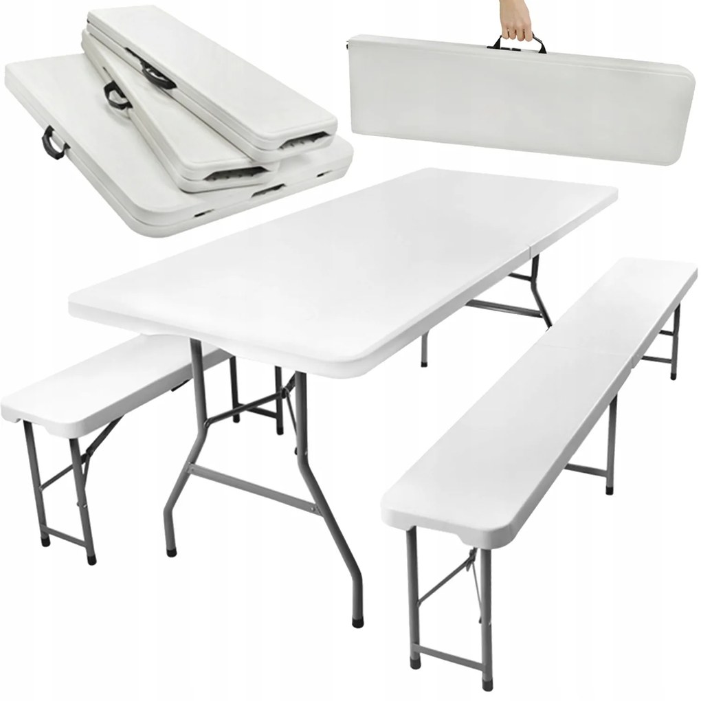 JAKS Skladací pivný set 180 cm biely