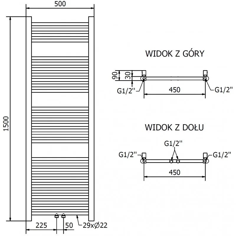 Mexen Mars, vykurovacie teleso 1500x500 mm, 494 W, zlatá lesklá, W110-1500-500-00-50