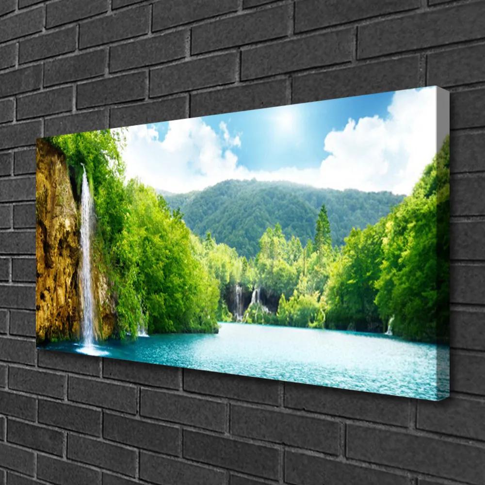 Obraz Canvas Hory les jazero príroda 140x70 cm