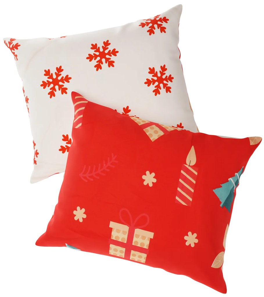 Sada 2 obliečok na vankúš VIANOČNÁ SVIEČKA A STROMČEK 40x50 cm