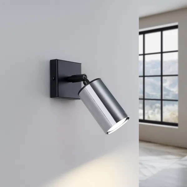 Sollux SL.1366 - Nástenné bodové svietidlo WINX 1xGU10/10W/230V čierna/chróm