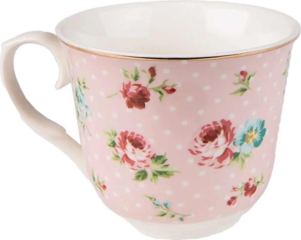 Ružová porcelánová šálka s tanierikom Laverne - Ø 15*8 / 250 ml