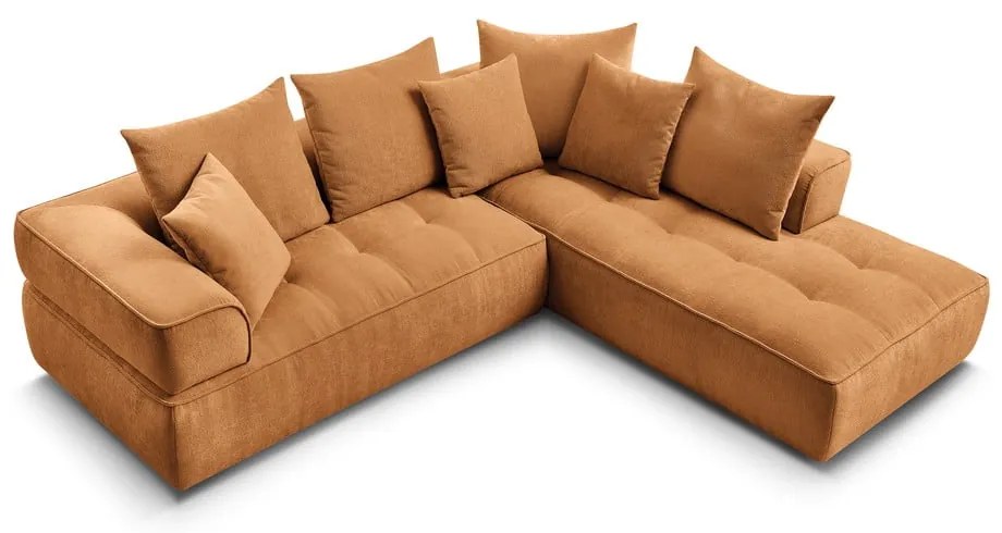 Ženilková rohová pohovka v horčicovej farbe (pravý roh/do L) Whesley – Bobochic Paris