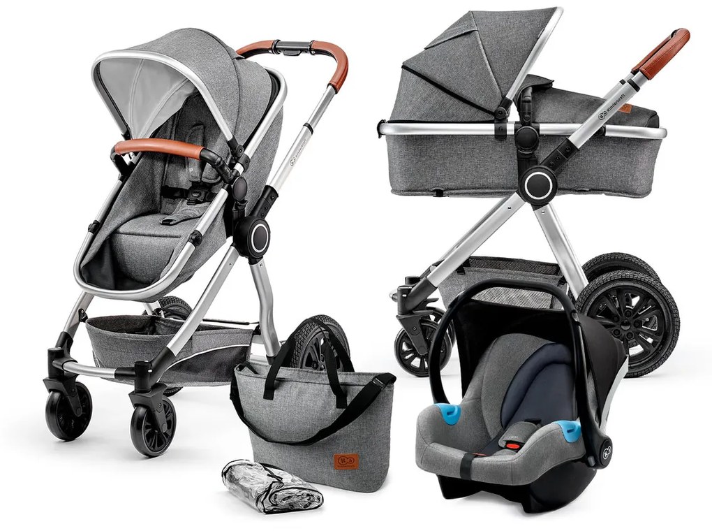 Kombinovaný kočík 3v1 Kinderkraft Veo - grey