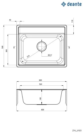 Deante ZYU_0103 - Kuchynský drez SOUL 50x60 cm satin
