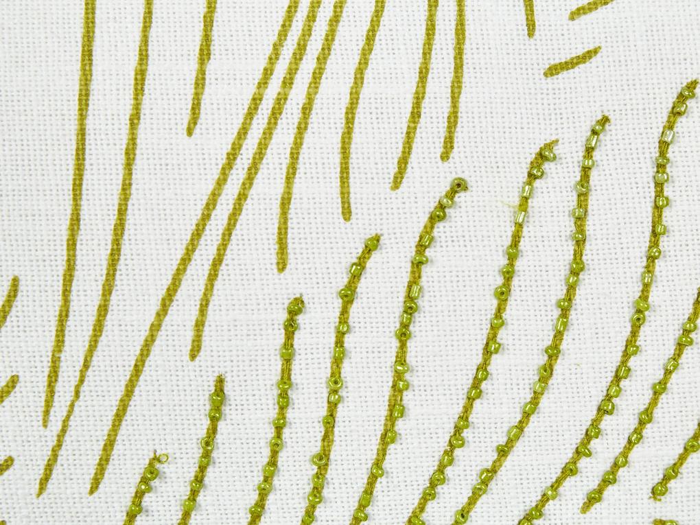 Bavlnený vankúš so vzorom listov 30 x 50 cm biela a zelená SPANDOREA Beliani
