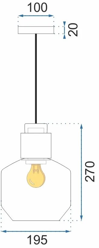 Toolight - Závesné svietidlo zo skla 1xE27 APP434-1CP, oranžová, OSW-00563