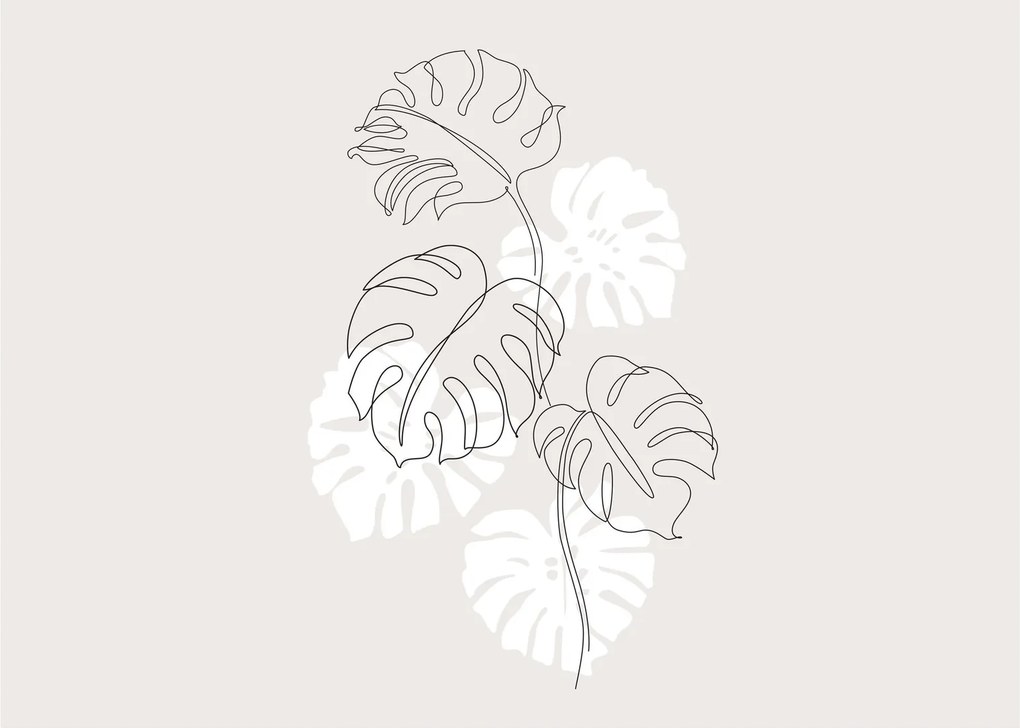 Sklenený obraz - Line art monstera N⁰3 (70x50 cm)