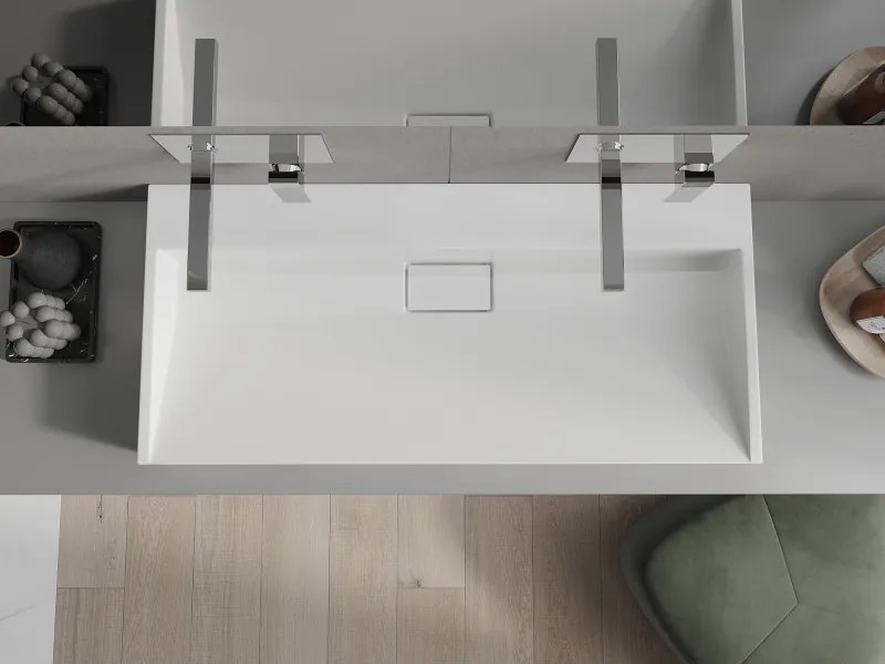 Mexen Ava nástenné umývadlo z konglomerátu B/O 100 x 46 cm, biela - 23011000