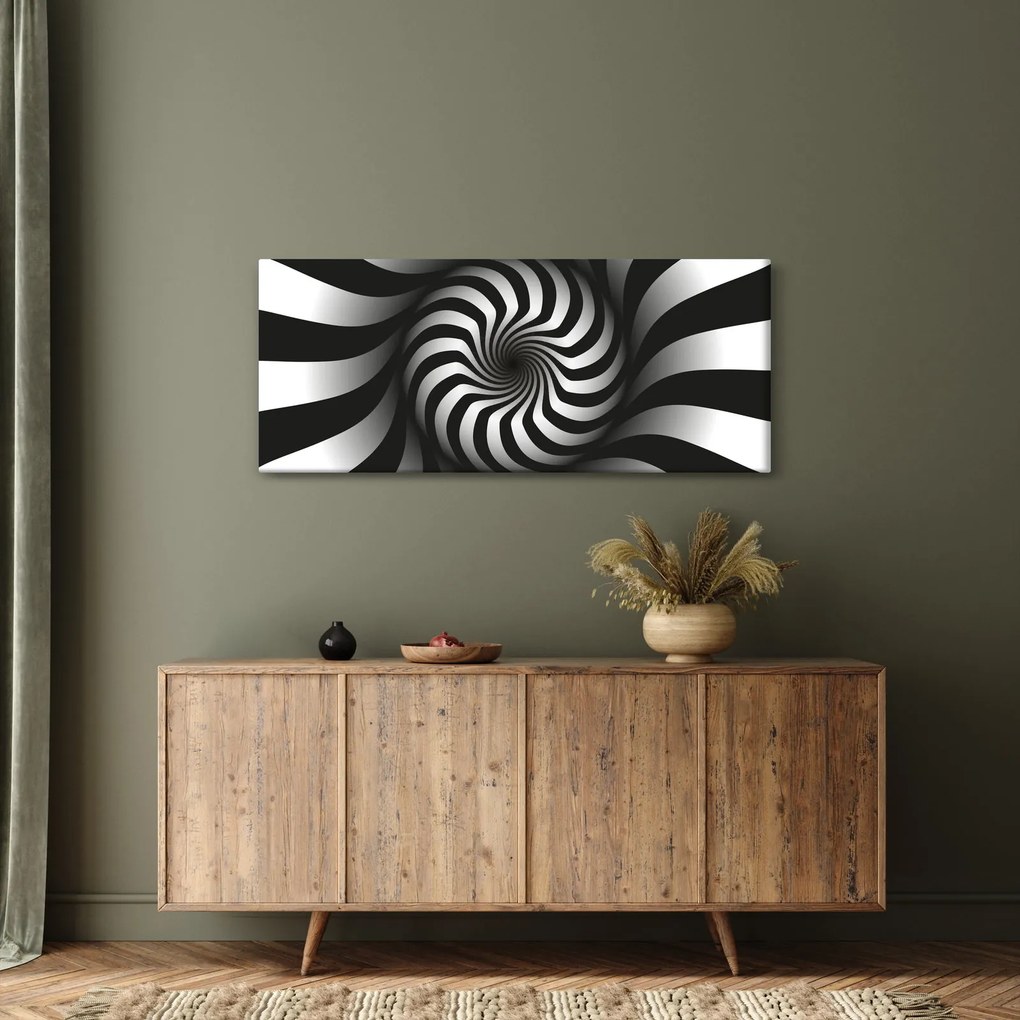 Abstraktný obraz čiernobiele špirály (120x50 cm)