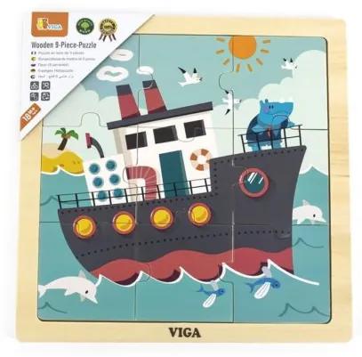 Viga Drevené puzzle pre najmenších Viga 9 ks Loď