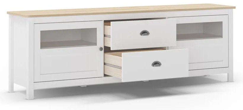 Biely TV stolík z borovicového dreva 180x59 cm Misti – Marckeric