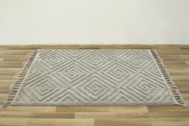Koberec Berber 7061 l. Romby 3D jasný sivý
