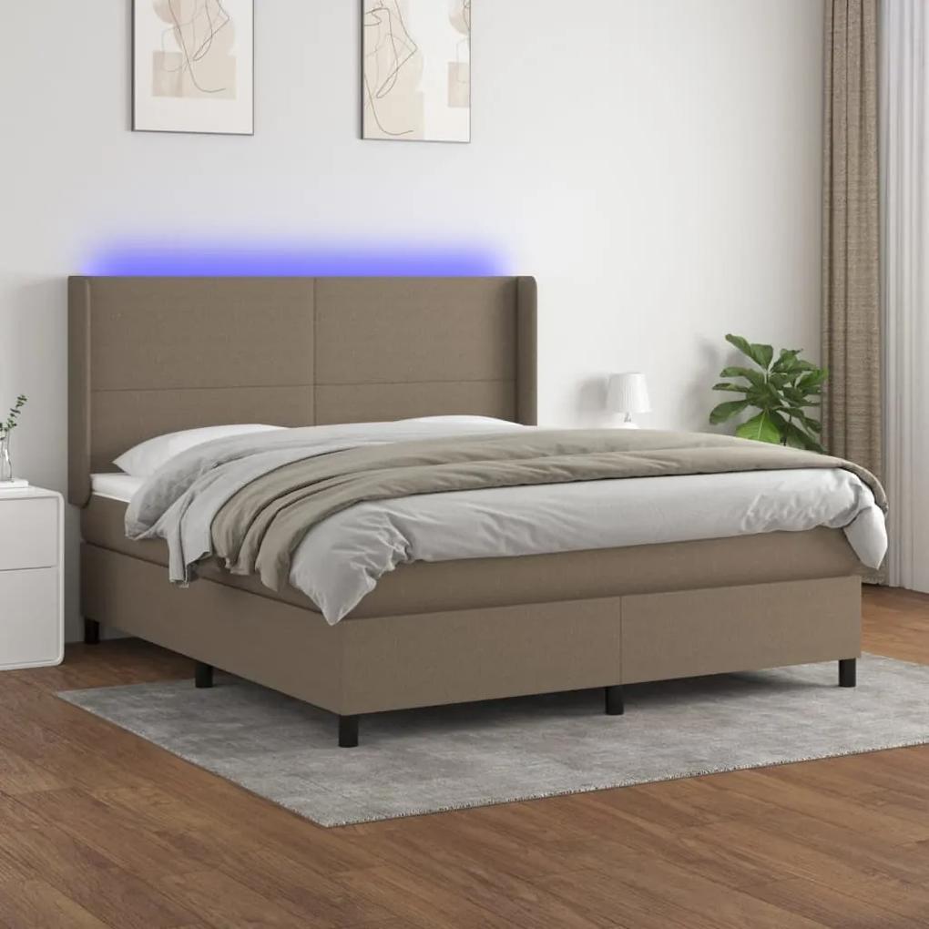 Posteľ boxsping s matracom a LED sivohnedá 160x200 cm látka 3138169