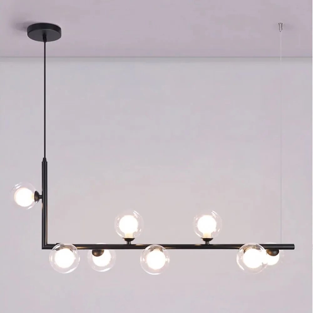 Toolight - Kovová industriálna sklenená stropná lampa APP754-8CP, čierna, OSW-03987