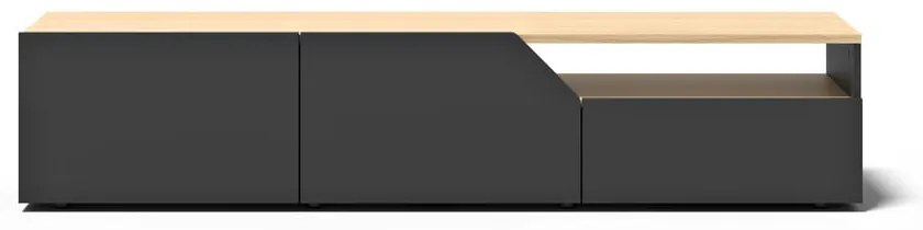 TV stolík s doskou v dekore duba v čierno-prírodnej farbe 180x38 cm Verone – TemaHome