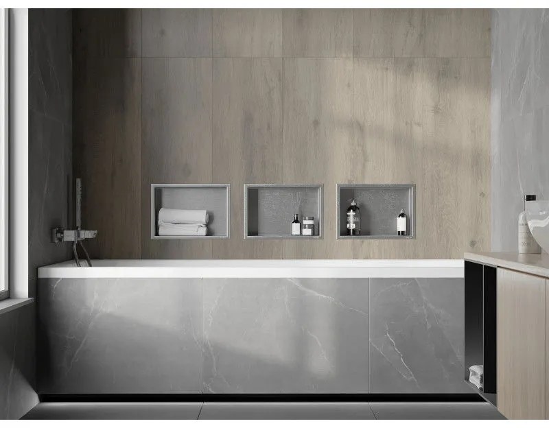 Mexen X-Wall-R, polička na zapustenie na obklad s golierom 30 x 20 cm, oceľová, 1910302010