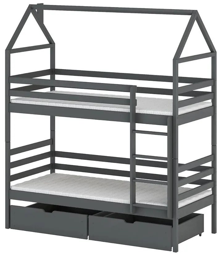 Posteľ Domček Alex 80x160 grafitová