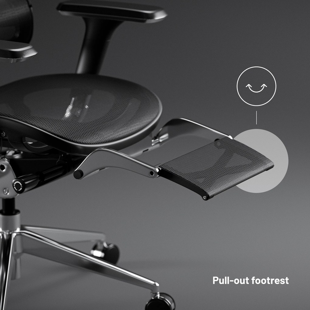 Ergonomická kancelárska stolička s podnožkou Normal Size, čierna: Diablo V-Master