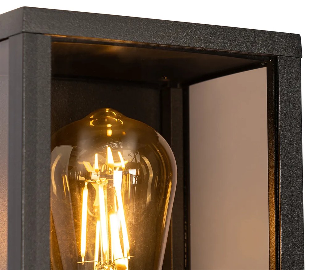 Vonkajšia nástenná lampa čierna s dymovým sklom 26 cm IP44 - Charlois