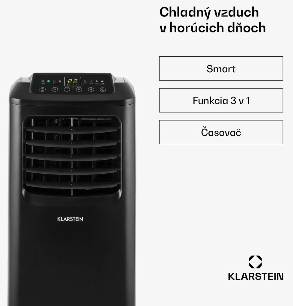 Klarstein Pure Blizzard Smart 9k, mobilná klimatizácia, 9 000 BTU/2,6 kW, A, diaľkový ovládač