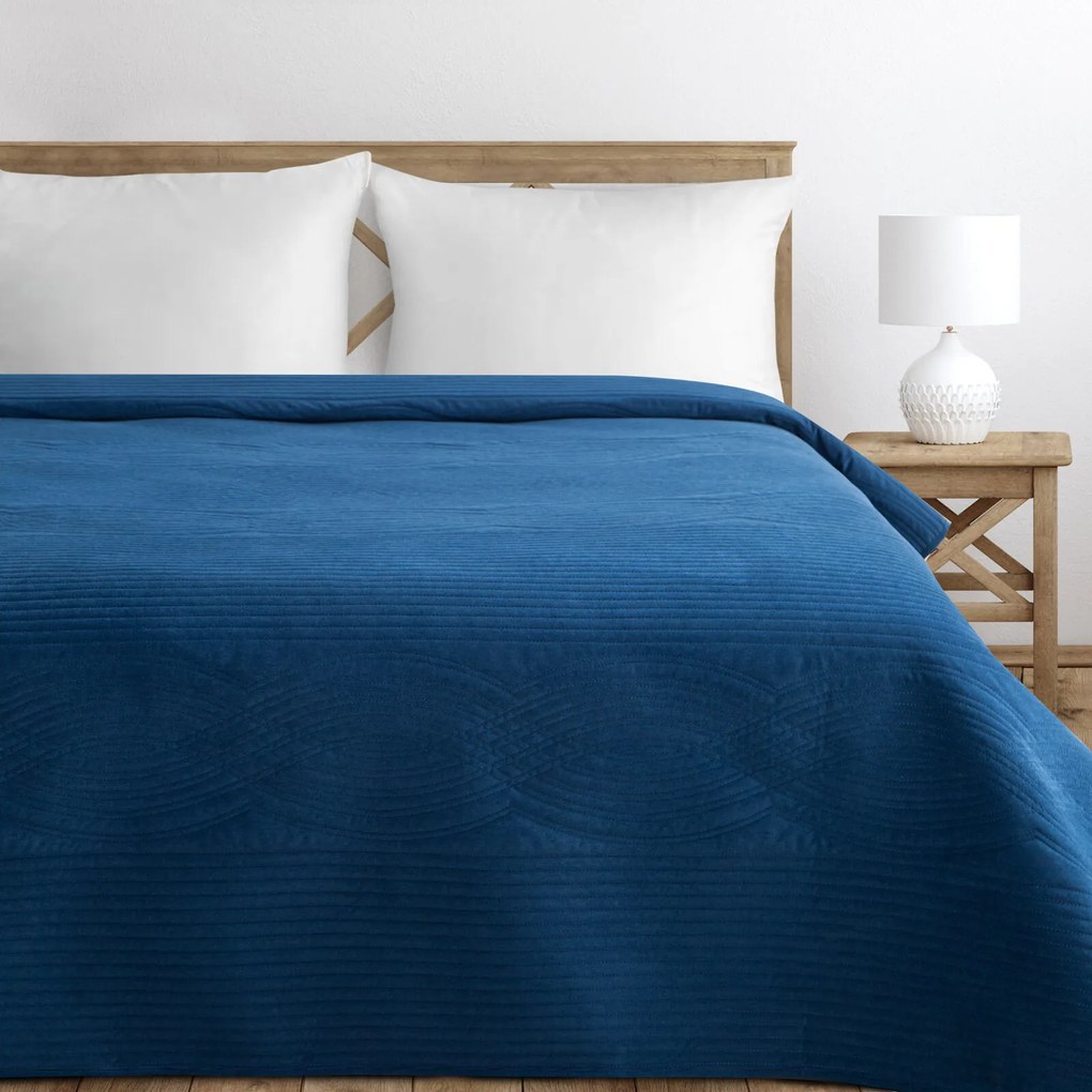 PREHOZ NA POSTEĽ VELVET2 170X210 CM TMAVOMODRÝ