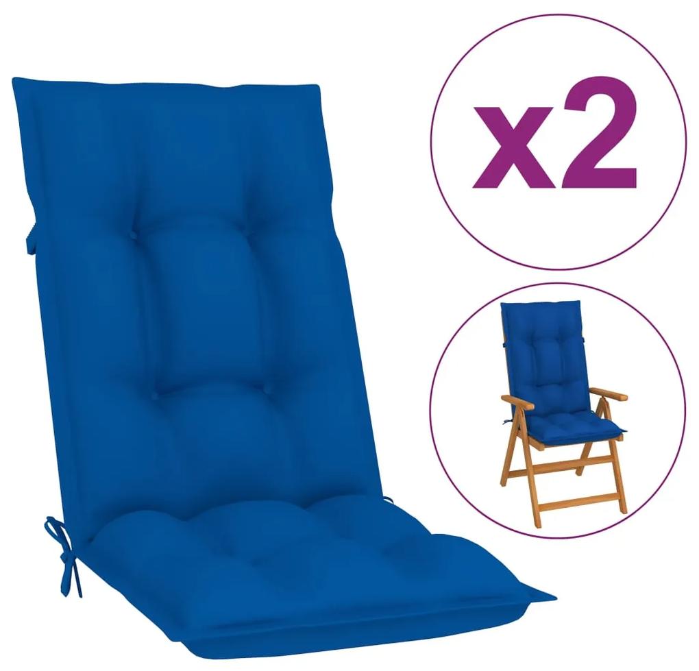 vidaXL Podložky na záhradné stoličky 2 ks kráľovské modré 120x50x7 cm |  BIANO