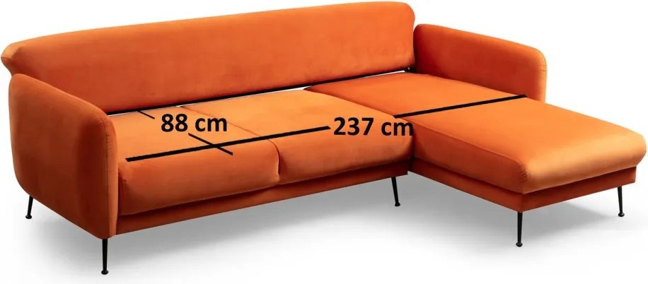 Rohová sedacia súprava Sevilla 270 cm oranžová pravá