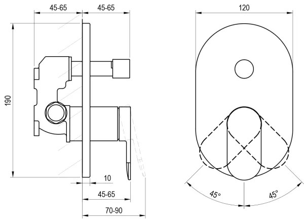 Ravak X070466 - podomietková sprchová batéria CHROME čierna