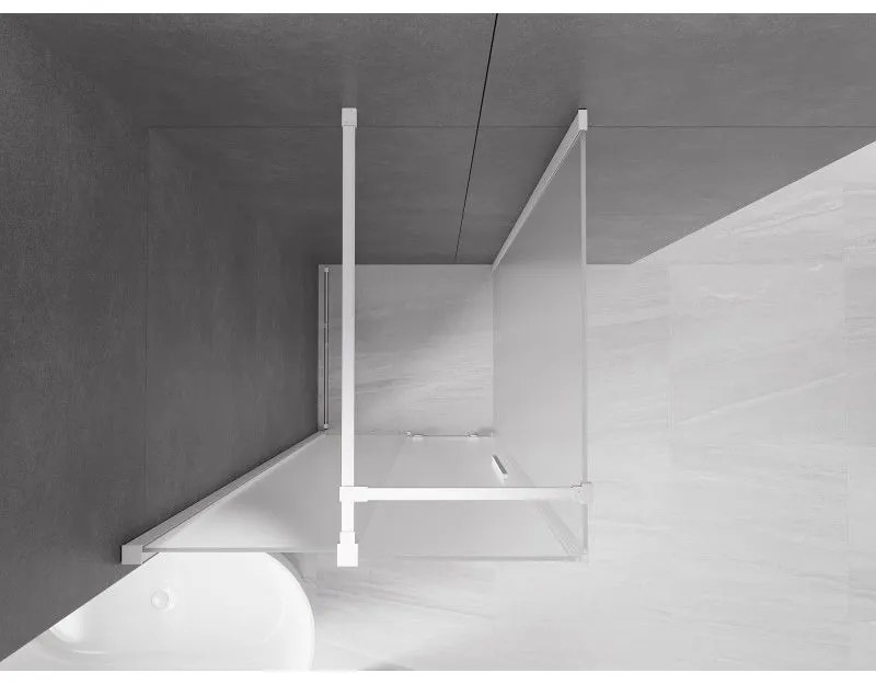 Mexen Velar, sprchový kút s posuvnými dverami 90 x 90 cm, 8mm sklo námraza, biela matná, 871-090-090-31-20