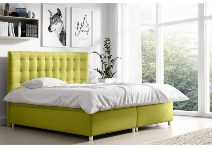 Čalúnená jednolôžková posteľ Diana zelená 120 + topper zdarma
