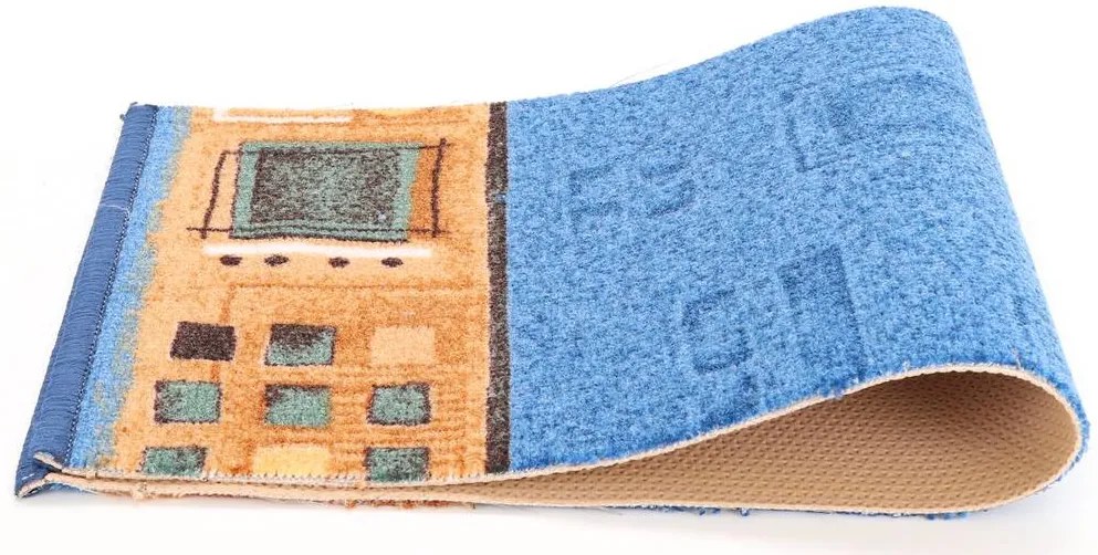 Protišmykový behúň na mieru Jena 77, šíre 120 cm, modrá, chodba / predsieň, Associated Weavers