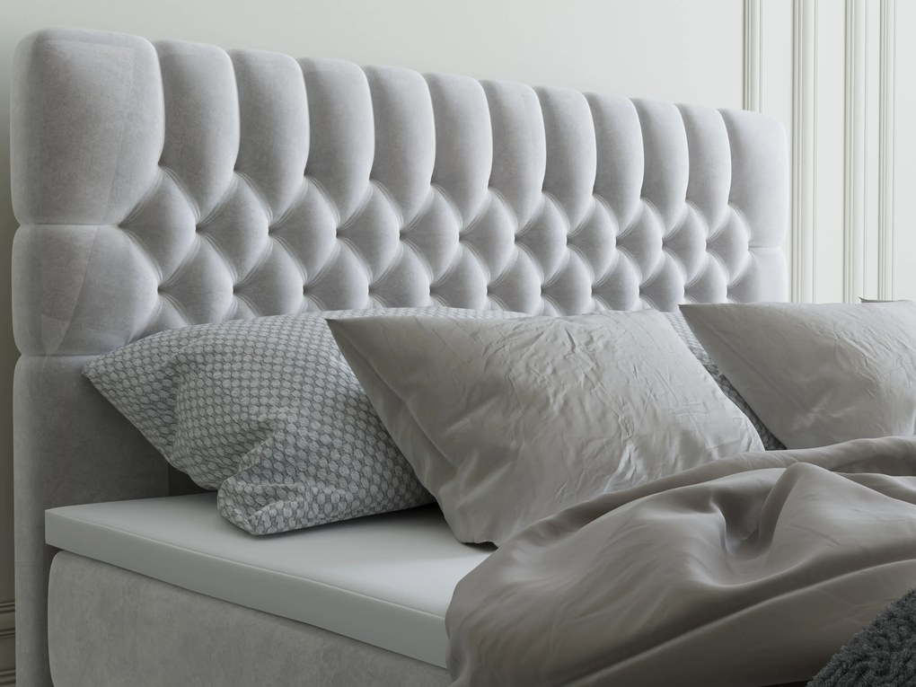 Manželská posteľ Boxspring 180 cm Daliny (svetlosivá) (s úložným priestorom). Akcia -20%. Vlastná spoľahlivá doprava až k Vám domov. 1044203