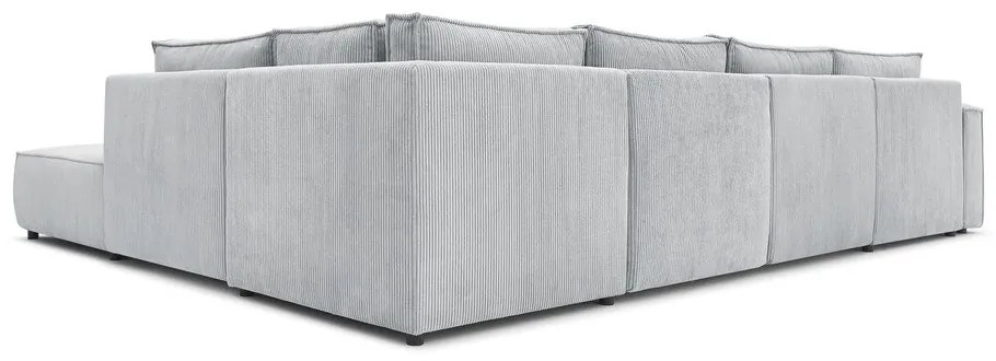 Svetlosivá menčestrová rohová pohovka (pravý roh/do tvaru "U") Nihad modular – Bobochic Paris